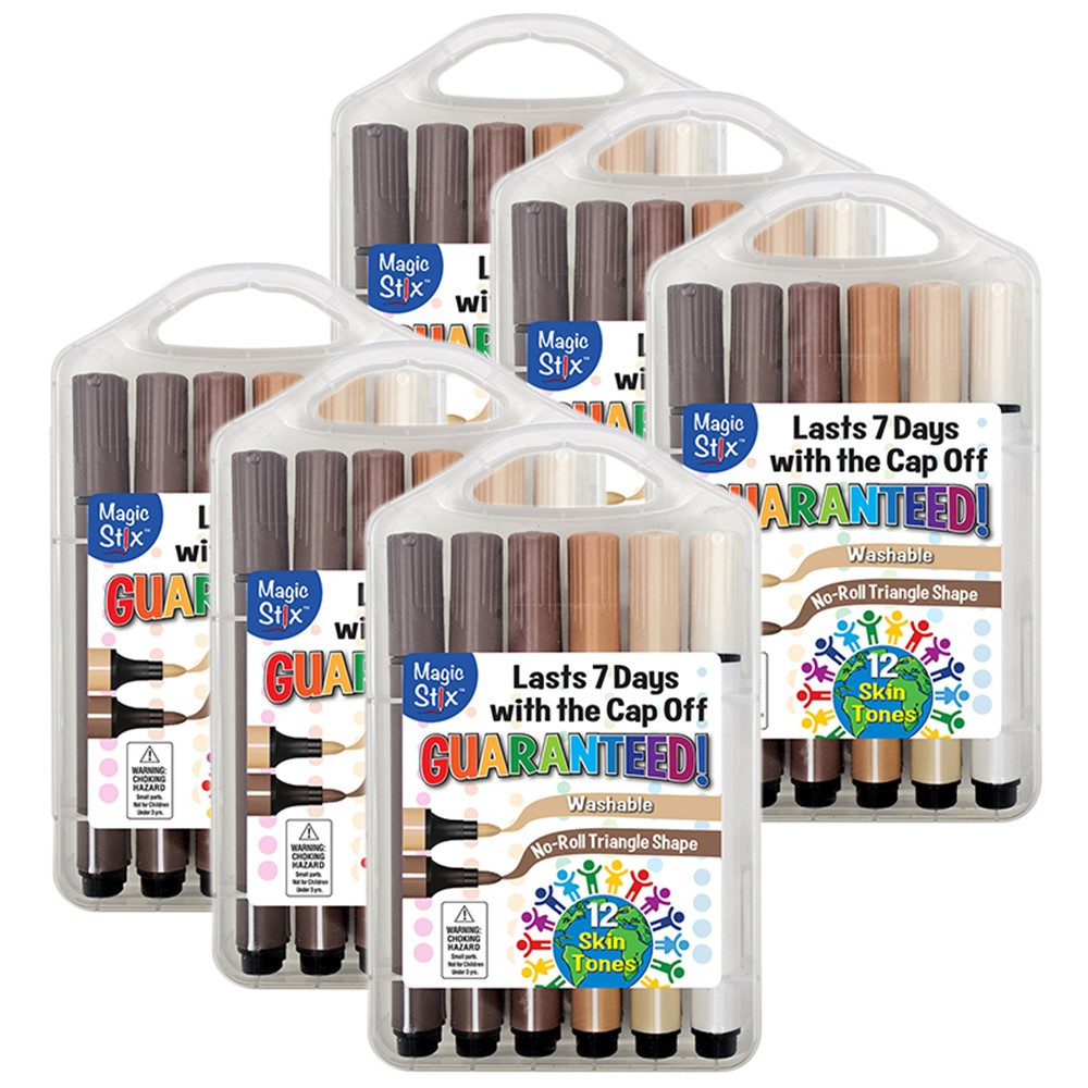 Triangular Magic Stix Global Skin Tone Markers, 12 Per Pack, 6 Packs - TPG39606 | The Pencil Grip | Paint