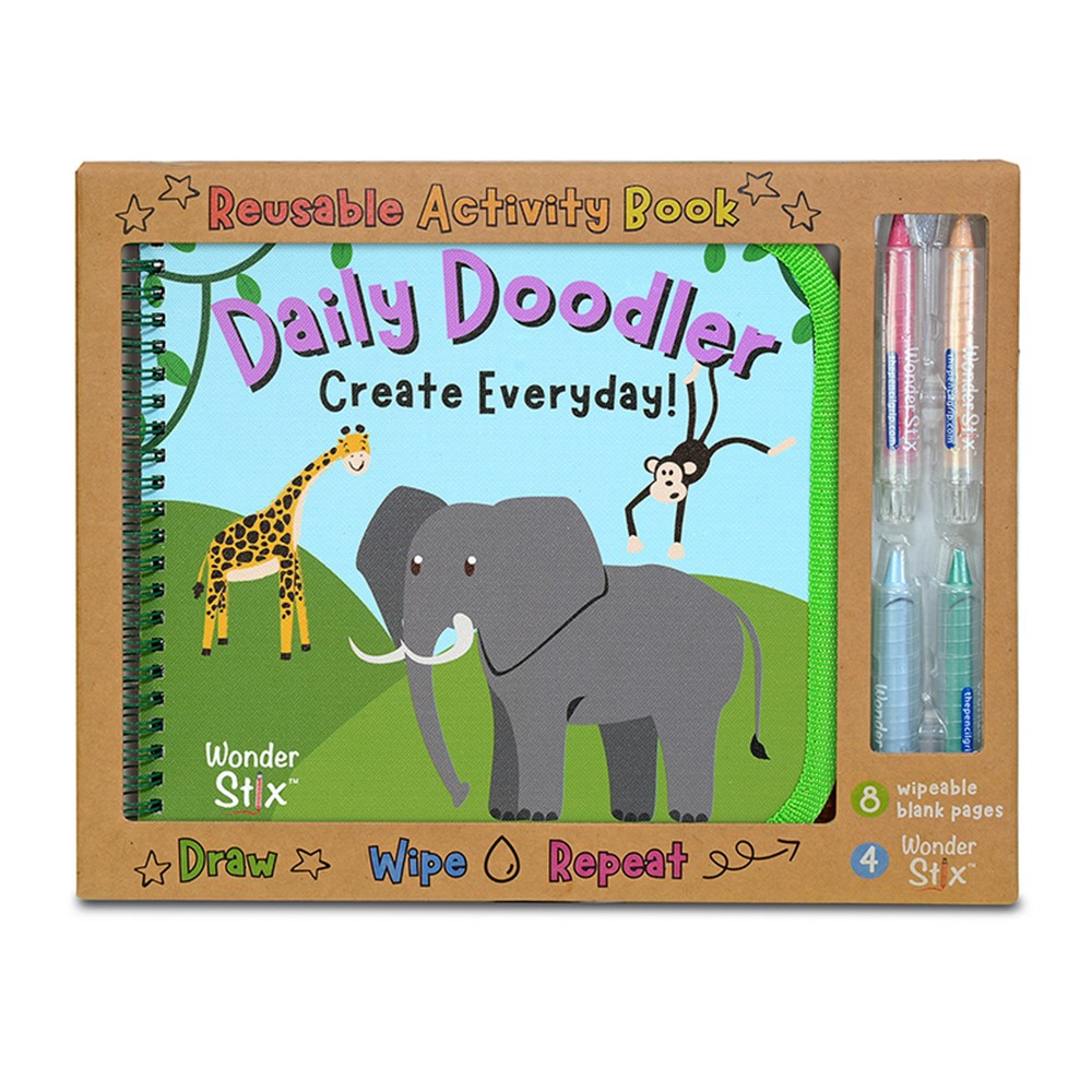 Daily Doodler Reusable Activity Book-Wild Animals Cover, Includes 4 Wonder Stix - TPG843 | The Pencil Grip | Art & Craft Kits