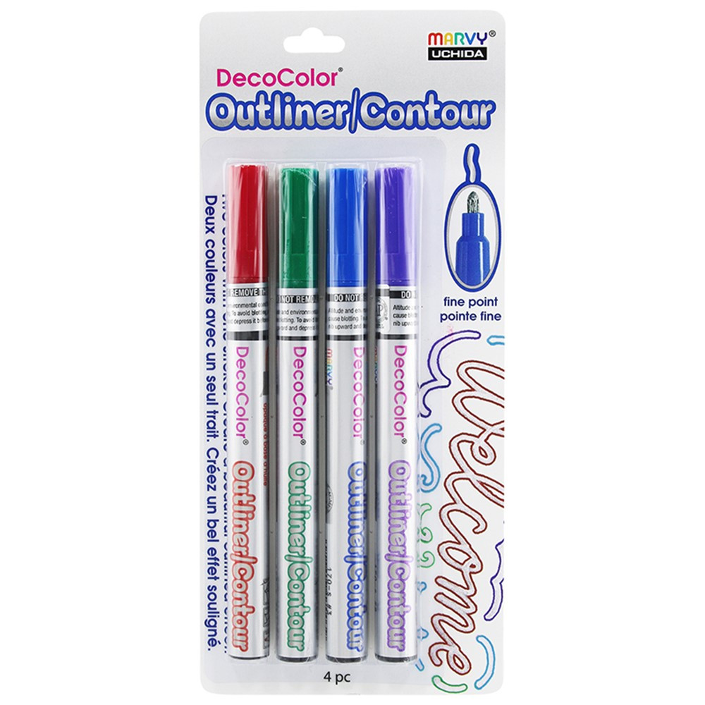 DecoColor Outliner Oil-Based Fine Point Marker, Pack o f 4 - UCH1704A | Uchida Of America, Corp | Pens