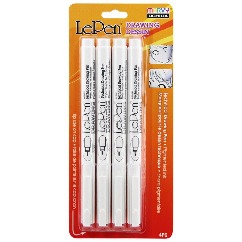 LePen Drawing Pens, Pack of 4 - UCH41004A | Uchida Of America, Corp | Pens