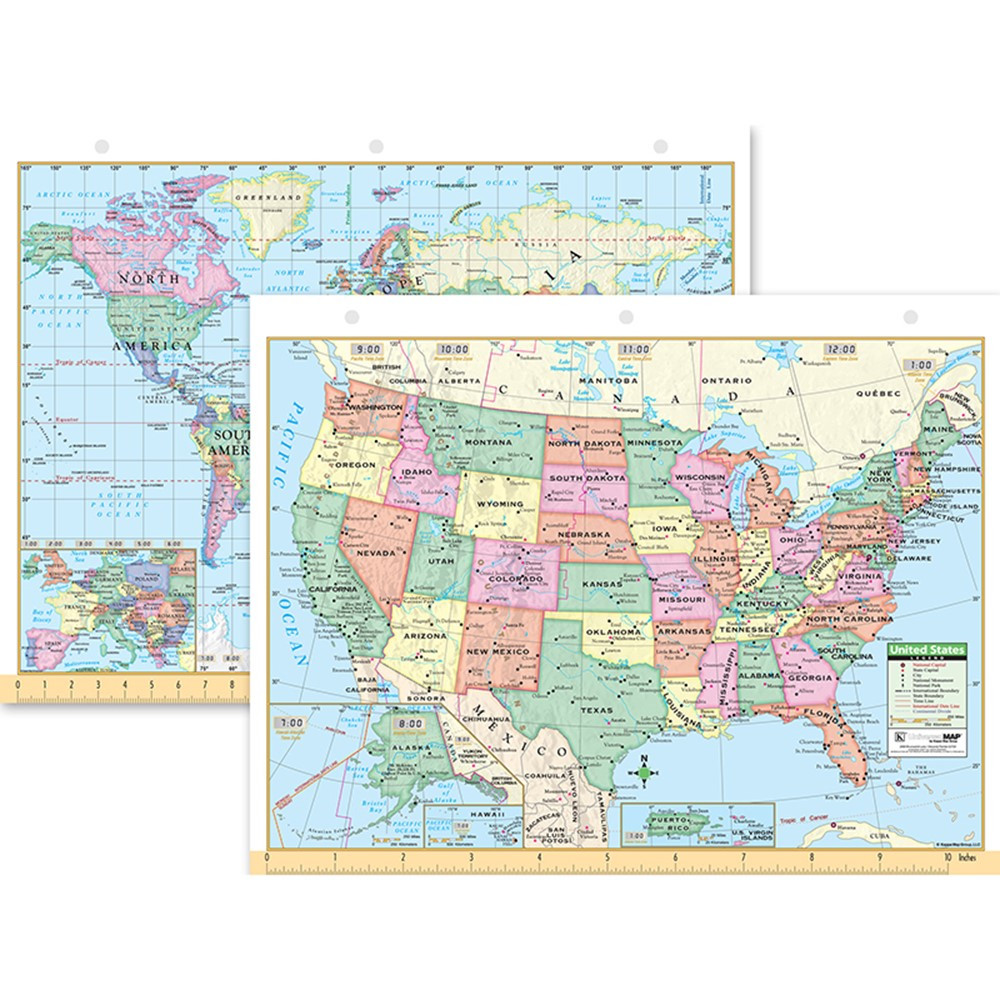 UNI15024 - Us & World Notebook Map 8-1/2 X 11 in Maps & Map Skills