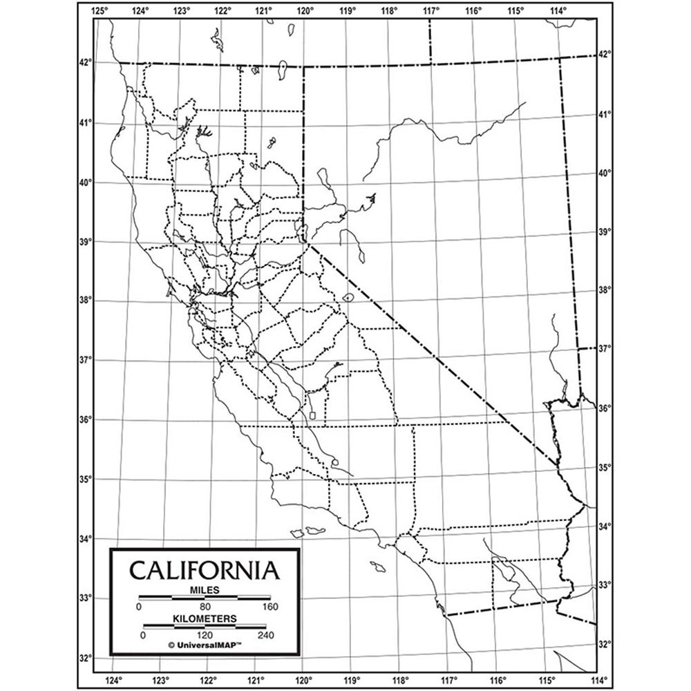UNI21227 - Outline Map Laminated California in Maps & Map Skills