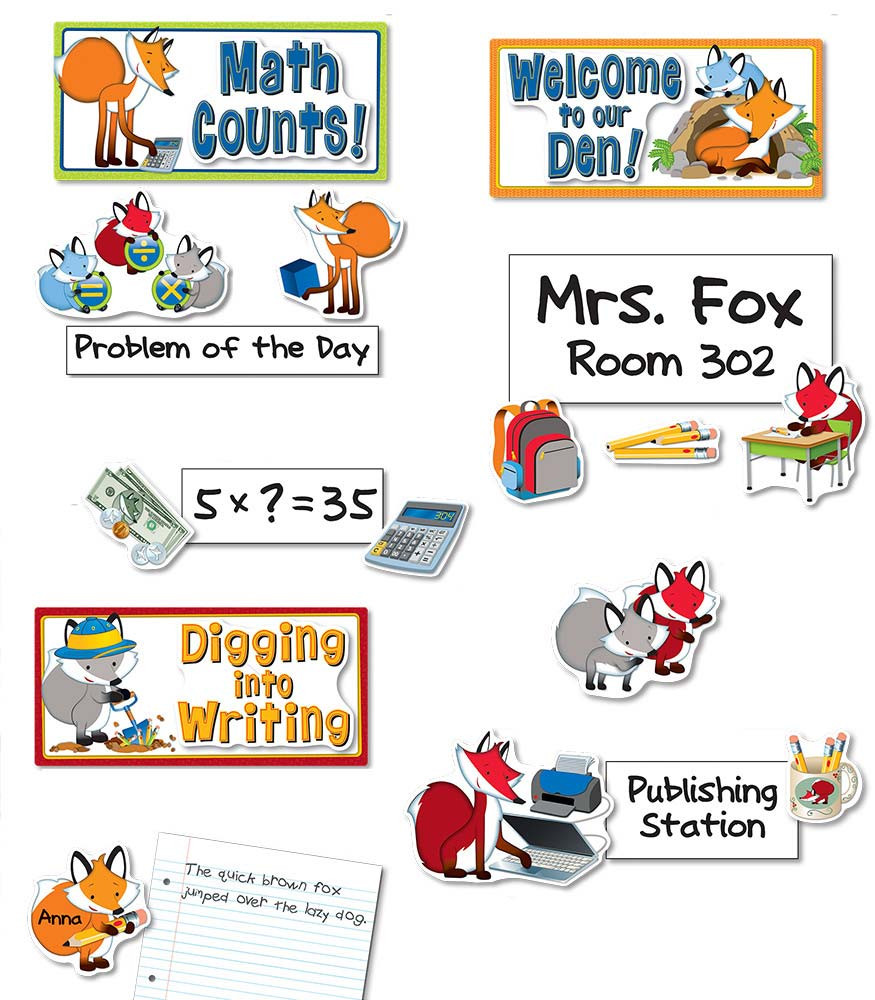 Playful Foxes Curriculum Signs Bulletin Board Set