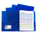 CLI32965 - Blue Two Pocket Poly Portfolios With Prongs Pack Of 10 in Folders