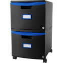 2 Drawer Mobile File Cabinet with Lock, Black & Blue - STX61314U01C | Storex Industries | Storage