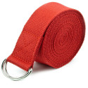 Red 8' Cotton Yoga Strap with Metal D-Ring