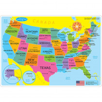 ASH95000 - Us Map Learning Mat Double Sided Write On Wipe Off in Maps & Map Skills