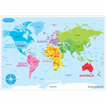 ASH95002 - World Map Learning Mat Double Sided Write On Wipe Off in Maps & Map Skills
