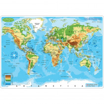 ASH95003 - World Map Physical Learn Mat 2 Side Write On Wipe Off in Maps & Map Skills