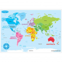 ASH95602 - 10Pk World Map Learn Mat 2 Sided Write On Wipe Off in Maps & Map Skills