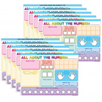 Smart Poly PosterMat Pals Space Savers, 13" x 9-1/2", All About the Number, Pack of 10 - ASH97029 | Ashley Productions | Math
