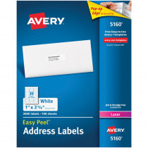 AVE05160 - Avery Easy Peel White Address Labels 1X2 5/8 3000Ct in Organization