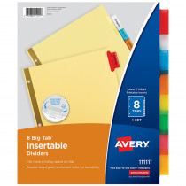 Big Tab Insertable Dividers, Buff Paper, 8-Tab Set, Multicolor - AVE11111 | Avery Products Corp | Dividers