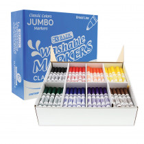 BAZ1235 - Washable Markers Jumbo 200Ct 8 Colors Class Pk in Markers