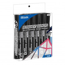 Permanent Markers, Desk Style, Chisel Tip, Black, Box of 12 - BAZ1274 | Bazic Products | Markers