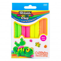 Modeling Clay Sticks, 4.8 oz (136g), 4 Fluorescent Colors - BAZ3347 | Bazic Products | Clay & Clay Tools