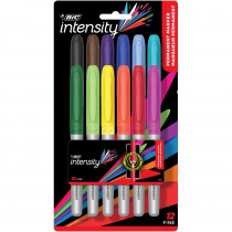 Intensity Permanent Markers, Fine Point, Assorted Colors, 12 Count - BICGPMAP12NAST | Bic Usa Inc | Markers