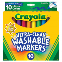 Ultra-Clean Markers, Broad Line, Classic Colors, Pack of 10 - BIN587851 | Crayola Llc | Markers