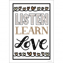 Simply Stylish Listen Learn Love Poster - CD-106052 | Carson Dellosa Education | Classroom Theme
