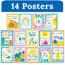 Mini Posters: Rules for a Happy Class Poster Set - CD-106064 | Carson Dellosa Education | Classroom Theme