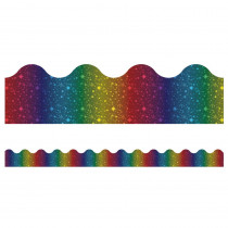 Sparkle + Shine Rainbow Foil Scalloped Border, 39' - CD-108396 | Carson Dellosa Education | Border/Trimmer