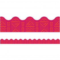 One World Pink Batik Scalloped Border, 39' - CD-108409 | Carson Dellosa Education | Border/Trimmer