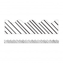 Kind Vibes Black & White Stripes Scalloped Borders, 39 Feet - CD-108434 | Carson Dellosa Education | Border/Trimmer