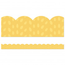 Grow Together Yellow with Painted Dots Scalloped Borders, 39 Feet - CD-108490 | Carson Dellosa Education | Border/Trimmer