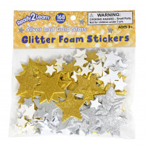 Glitter Foam Stickers - Stars - Silver and Gold - CE-10083 | Learning Advantage | Stickers