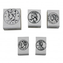CE-103 - Stamp Set Coins Heads 5/Pk in Stamps & Stamp Pads