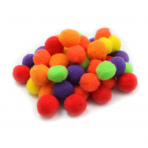 CHL69516 - Pom Poms 1In Hot Colors 50Ct in Craft Puffs
