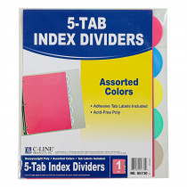 CLI05730 - 5 Tab Poly Index Dividers Assorted 5 Standard Tab in Dividers