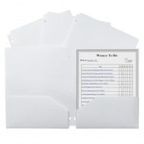 CLI33937 - 2 Pocket Poly Portfolio White W/ 3 Hole Punch in Folders