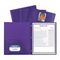 Two-Pocket Heavyweight Poly Portfolio Folder with Prongs, Purple, 1 Each - CLI33969 | C-Line Products Inc | Folders