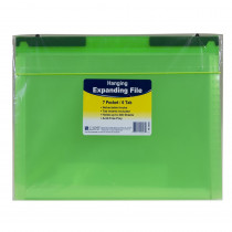Expanding File Folder, 7-Pocket, Hanging Tabs, Bright Green - CLI58203 | C-Line Products Inc | Folders