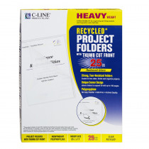 Recycled Poly Project Folders, Clear, Reduced Glare, 11" x 8-1/2", Box of 25 - CLI62127 | C-Line Products Inc | Sheet Protectors