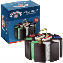 Suited poker chip set in wooden carousel retail packaging