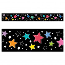 Star Bright Colorful Stars on Black EZ Border, 48 Feet - CTP10982 | Creative Teaching Press | Border/Trimmer