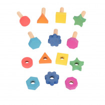 Rainbow Wooden Nuts & Bolts - Set of 7 Pairs - 7 Shapes and Colors - For Ages 12m+ - Loose Parts Wooden Toys for Toddlers and Preschoolers - CTU74001 | Learning Advantage | Hands-On Activities