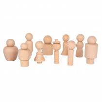 Wooden Community Figures - Set of 10 - For Ages 18m+ - Wooden Peg Dolls for Kids - 10 Different Shapes - Loose Parts Wooden Toys for Toddlers - CTU74009 | Learning Advantage | Figurines