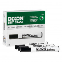 Dry Erase Markers Wedge Tip, Black, Pack of 12 - DIX92107 | Dixon Ticonderoga Company | Markers