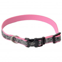 Lazer Brite Pink Hearts Reflective Adjustable Dog Collar - 12-18" Long x 5/8" Wide - EPP-46441PNH | Coastal Pet | 1730"