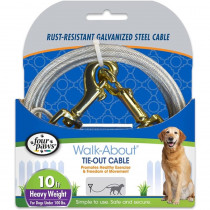 Four Paws Dog Tie Out Cable - Heavy Weight - Black - 10' Long Cable - EPP-FF84710 | Four Paws | 1993