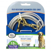 Four Paws Dog Tie Out Cable - Heavy Weight - Black - 15' Long Cable - EPP-FF84715 | Four Paws | 1993