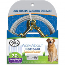 Four Paws Dog Tie Out Cable - Heavy Weight - Black - 20' Long Cable - EPP-FF84720 | Four Paws | 1993