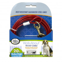 Four Paws Walk-About Tie-Out Cable Medium Weight for Dogs up to 50 lbs - 20' Long - EPP-FF90120 | Four Paws | 1993