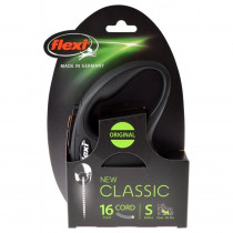 Flexi New Classic Retractable Cord Leash - Black - Small - 16' Cord (Pets up to 26 lbs) - EPP-FL10472 | Flexi | 1731