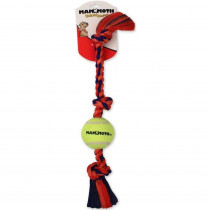 Mammoth Pet Flossy Chews Color 3 Knot Tug with Tennis Ball - Assorted Colors - Mini (11L) - EPP-MM51040 | Mammoth | 1736"