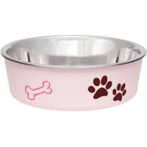 Loving Pets Stainless Steel & Light Pink Dish with Rubber Base - Small - 5.5 Diameter - EPP-PC07400 | Loving Pets | 1729"