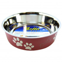 Loving Pets Stainless Steel & Merlot Dish with Rubber Base - Large - 8.5 Diameter - EPP-PC07414 | Loving Pets | 1729"